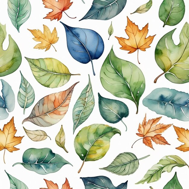 Arrière-plan à l'aquarelle avec des feuilles sans couture