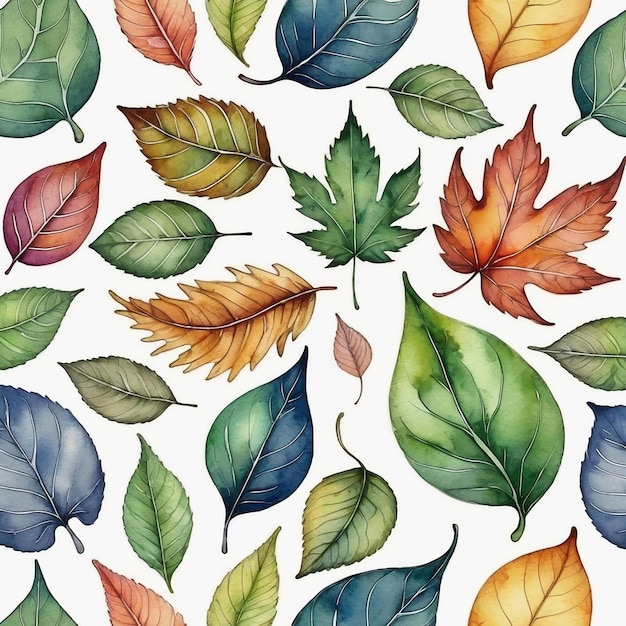 Arrière-plan à l'aquarelle avec des feuilles sans couture