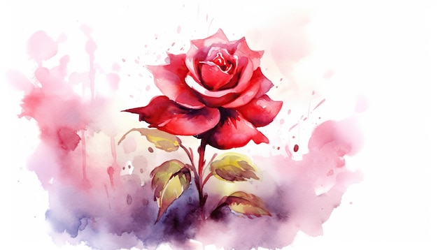 arrière-plan en aquarelle avec une fleur de rose