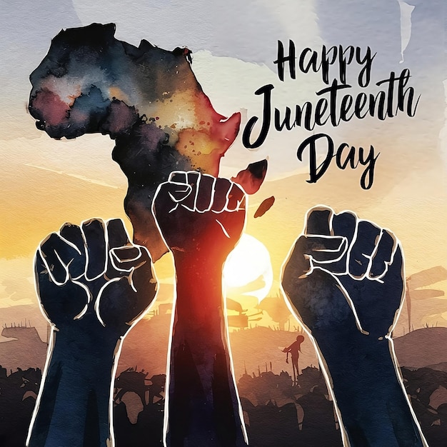 Photo arrière-plan de l'aquarelle happy juneteenth day généré par l'ia