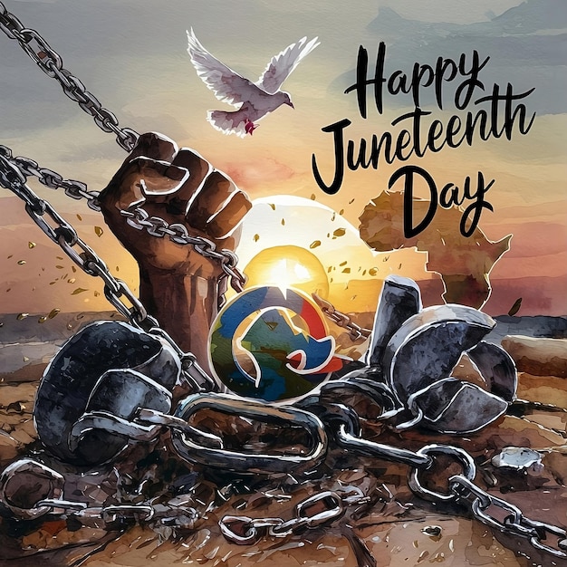 Photo arrière-plan de l'aquarelle happy juneteenth day généré par l'ia