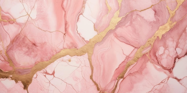 Photo arrière-plan d'aquarelle liquide abstraite en rouge poussiéreux avec des fissures dorées encre d'alcool en marbre rose pastel
