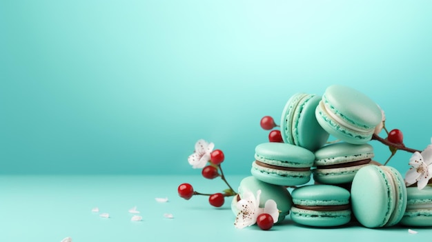 Arrière-plan aquatique avec des macarons