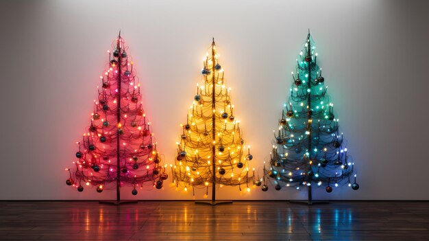 Photo arrière-plan de l'arbre de noël et des lumières