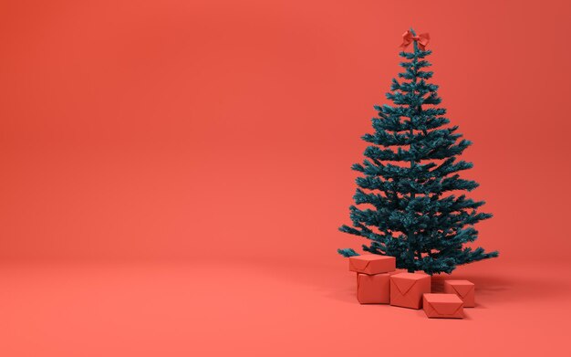 Arrière-plan avec des arbres de Noël Carte de Noël du Nouvel An rendu 3D