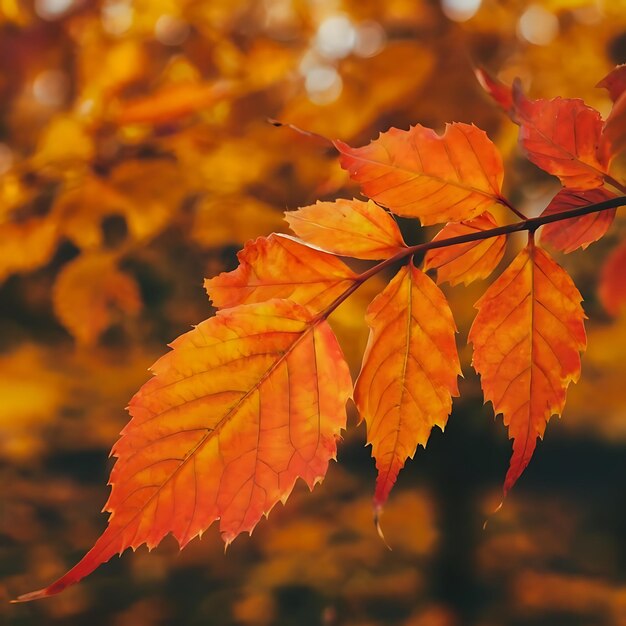 Arrière-plan d'automne abstrait avec des feuilles d'orange copier l'espace bokeh