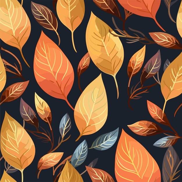 arrière-plan d'automne avec des feuilles dessinées à la main