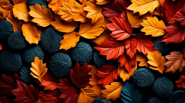 Photo arrière-plan d'automne feuilles d'érable colorées sur un fond noir vue supérieure feuilles dautomne