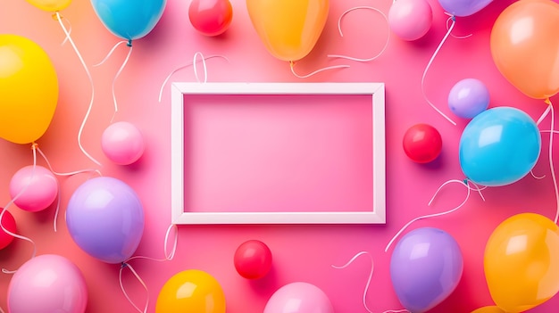 Arrière-plan de ballons de fête 3D colorés et joyeux avec décoration