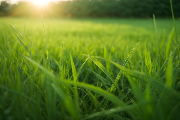 Photo arrière-plan de bannière à l'herbe verte et à la lumière du soleil