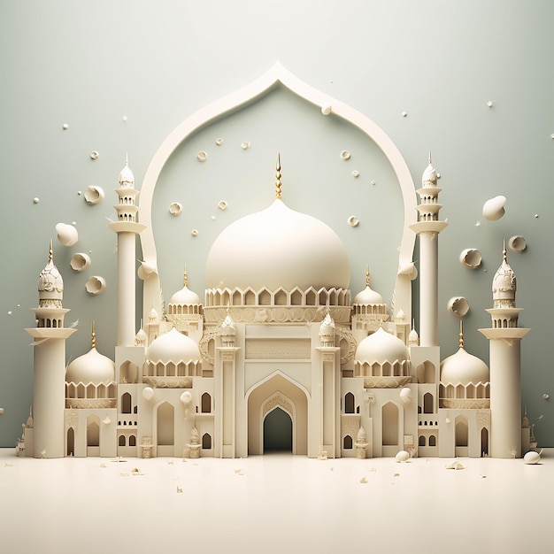 Arrière-plan de la bannière islamique Eidaladha rendu en 3D