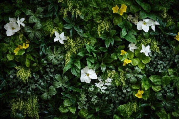 Photo arrière-plan de beaux feuilles et de fleurs