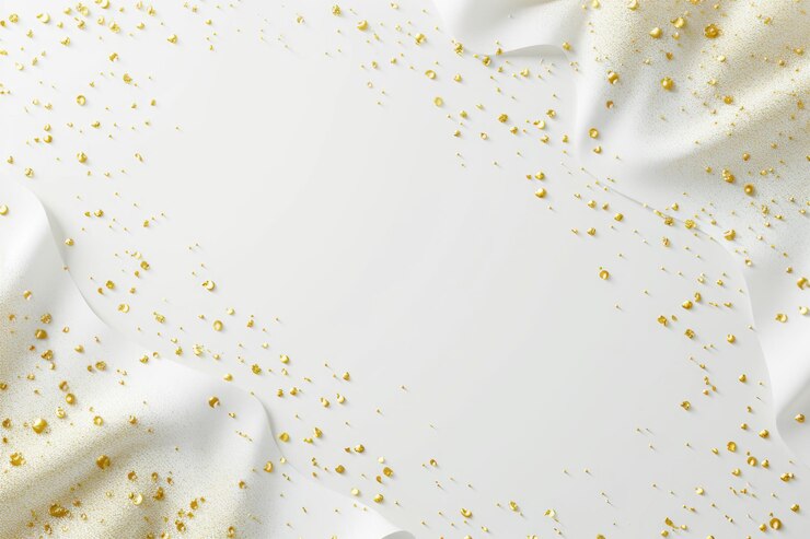 Photo arrière-plan blanc abstrait avec une courbe ondulée dorée