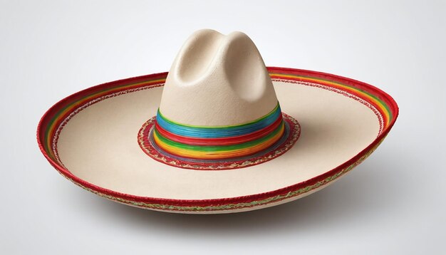 Arrière-plan blanc avec un chapeau de sombrero mexicain