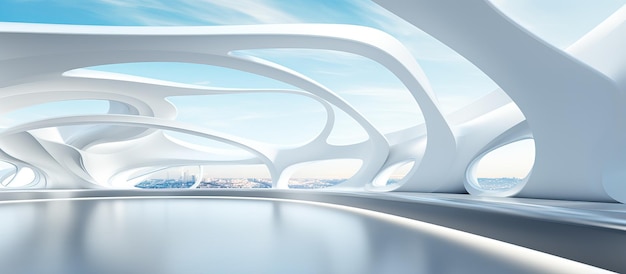 Arrière-plan blanc avec un design architectural futuriste et une illustration