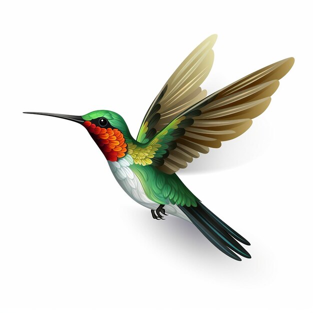 Arrière-plan blanc du colibri emblématique