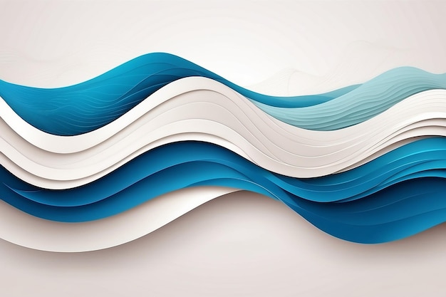 Arrière-plan blanc élégant avec des lignes d'ondes bleues