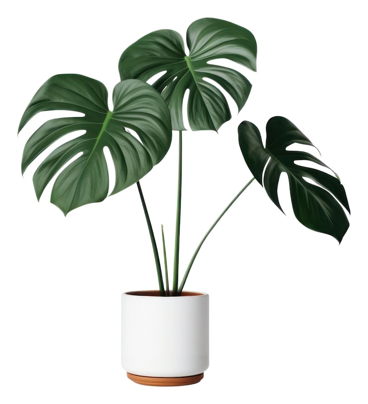 Photo arrière-plan blanc de la feuille de la plante philodendron de png