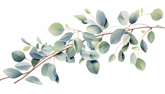 Arrière-plan blanc isolé d'eucalyptus à l'aquarelle