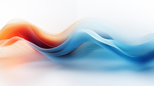Arrière-plan blanc isolé à ondes lisses dynamiques abstraites orange et bleues