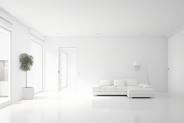 Photo arrière-plan blanc minimal avec décoration intérieure chambre blanche intérieure avec fond clair moderne