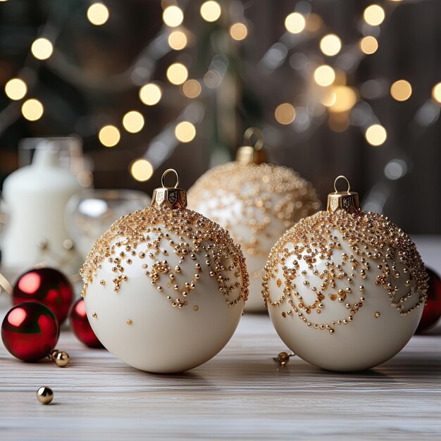 Arrière-plan blanc de Noël avec des boules de Noël et des décorations ar 11 styliser 750 v 52 ID d'emploi edf0bf4eab9b454f92fac1b96e9976b9