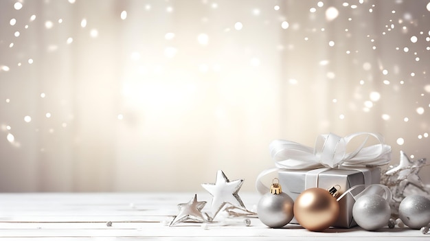 Arrière-plan blanc de Noël avec des décorations de Noël et un espace pour le texte