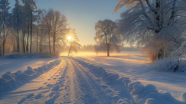 Photo arrière-plan blanc d'un paysage hivernal