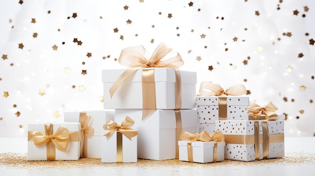 Arrière-plan blanc pour les cadeaux de fête