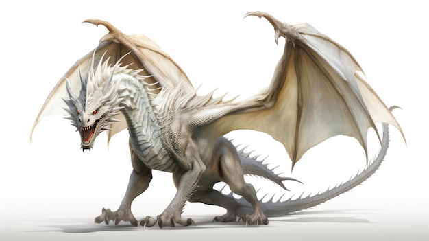 Arrière-plan blanc réaliste du dragon