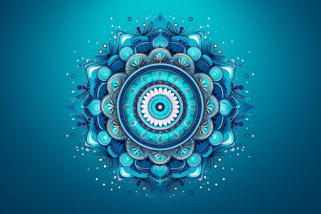 Photo arrière-plan bleu avec un joli mandala