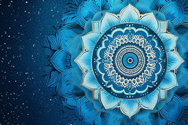 Photo arrière-plan bleu avec un joli mandala