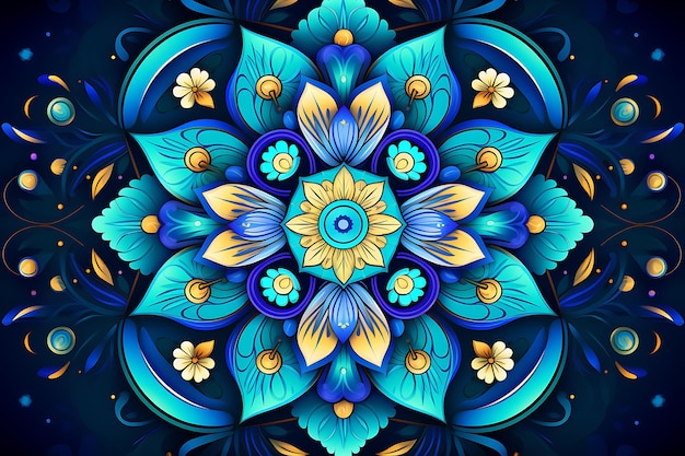 Arrière-plan bleu avec un joli mandala