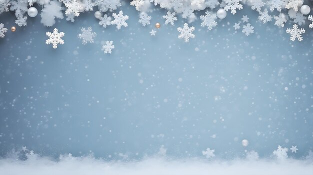 Arrière-plan bleu de Noël avec des flocons de neige et de la chute de neige espace pour le texte