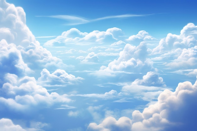 Photo arrière-plan bleu avec de petits nuages illustration 3d composition carrée