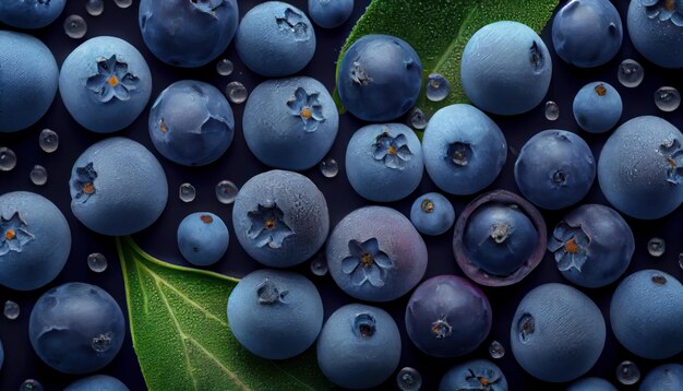 Arrière-plan bleuets frais avec espace de copie pour votre texte Aliments sains d'été Bannière générée par Al