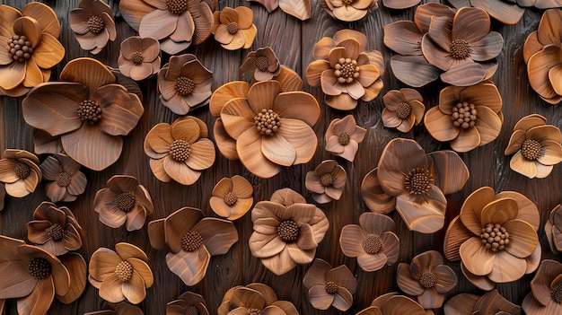 Arrière-plan en bois avec un motif floral