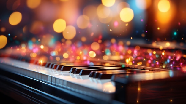 L'arrière-plan bokeh améliore les touches du piano Generative Ai