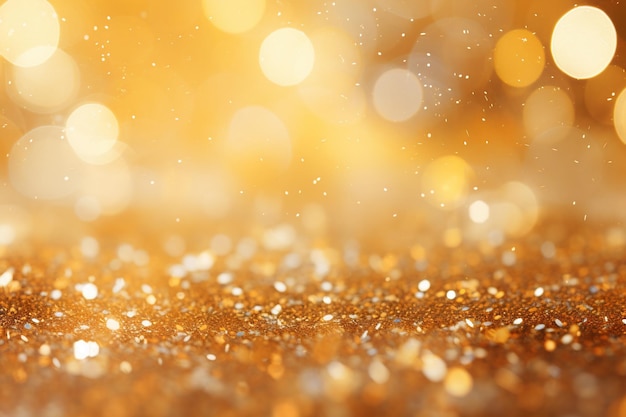 Arrière-plan bokeh doré abstrait avec des lumières défocalisées brillantes générées par l'IA