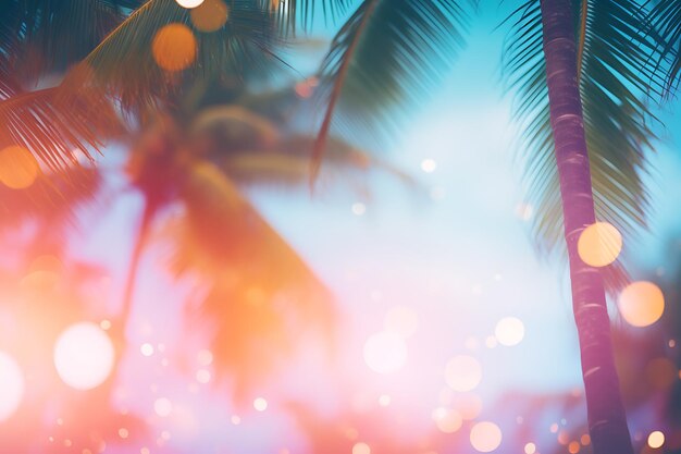 Photo arrière-plan bokeh de plage tropicale d'été