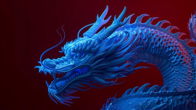 Arrière-plan bordeaux isolé avec un mystérieux élément de dragon chinois