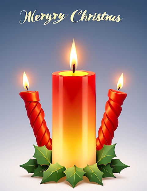 Arrière-plan de bougie de Noël avec texte de Noël joyeux illustration vectorielle gratuite