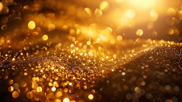 Arrière-plan brillant doré avec des lumières bokeh brillants et luxueux étincelles papier peint abstrait
