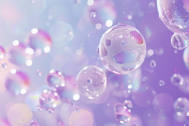 Arrière-plan de bulles et de molécules pour la conception de produits cosmétiques