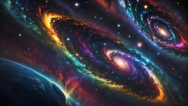 un arrière-plan de bureau époustouflant et captivant avec une scène de galaxie vibrante