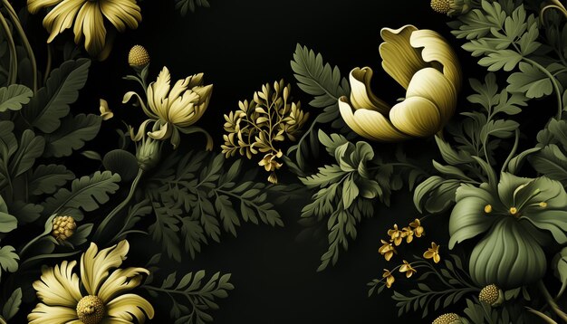 Arrière-plan de carreaux à motif sans couture fleurs et feuilles florales