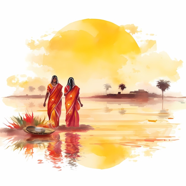 Arrière-plan de la carte de vœux du festival du Chhath Puja