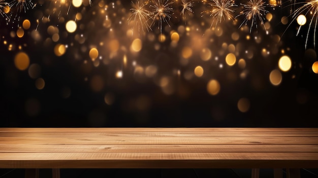 Arrière-plan de célébration festive avec une table en bois