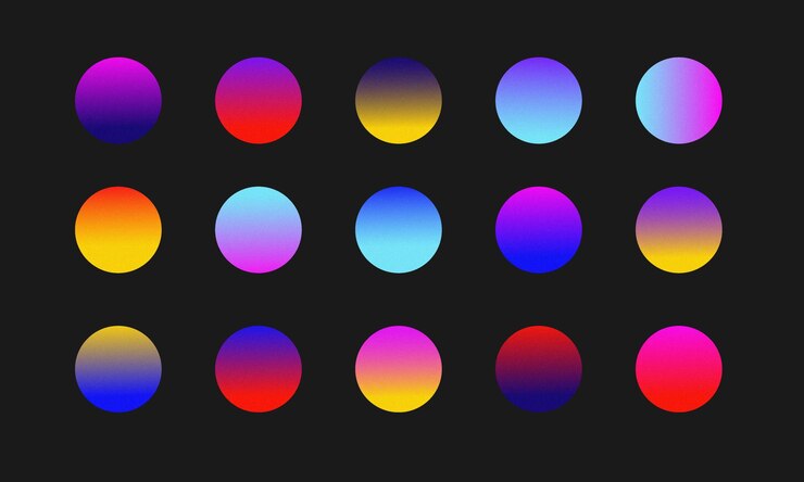 Photo arrière-plan avec cercles disques avec transfusion de couleurs différents styles de planètes