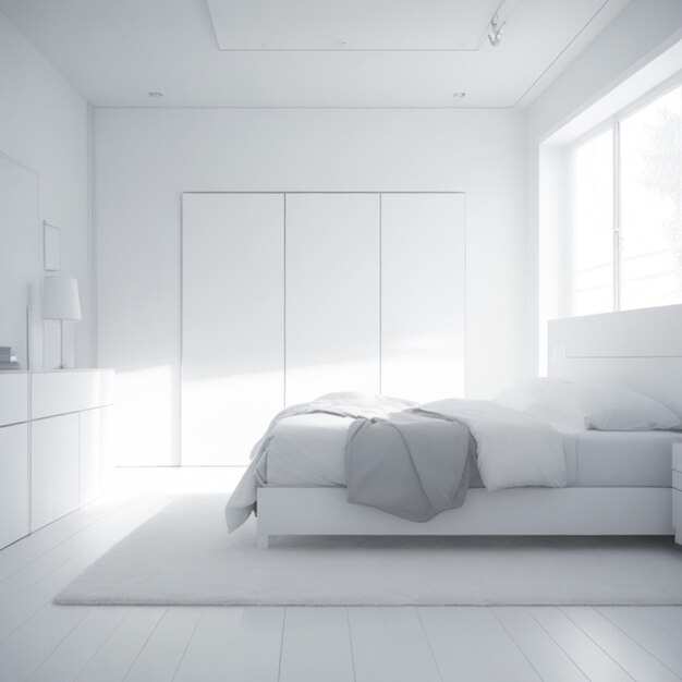 Photo arrière-plan de chambre à coucher avec un intérieur minimaliste